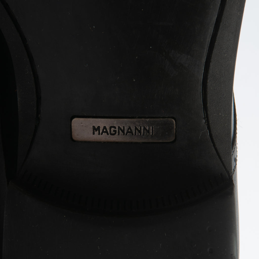 Magnanni Black Cap Toe Monk Strap Shoes