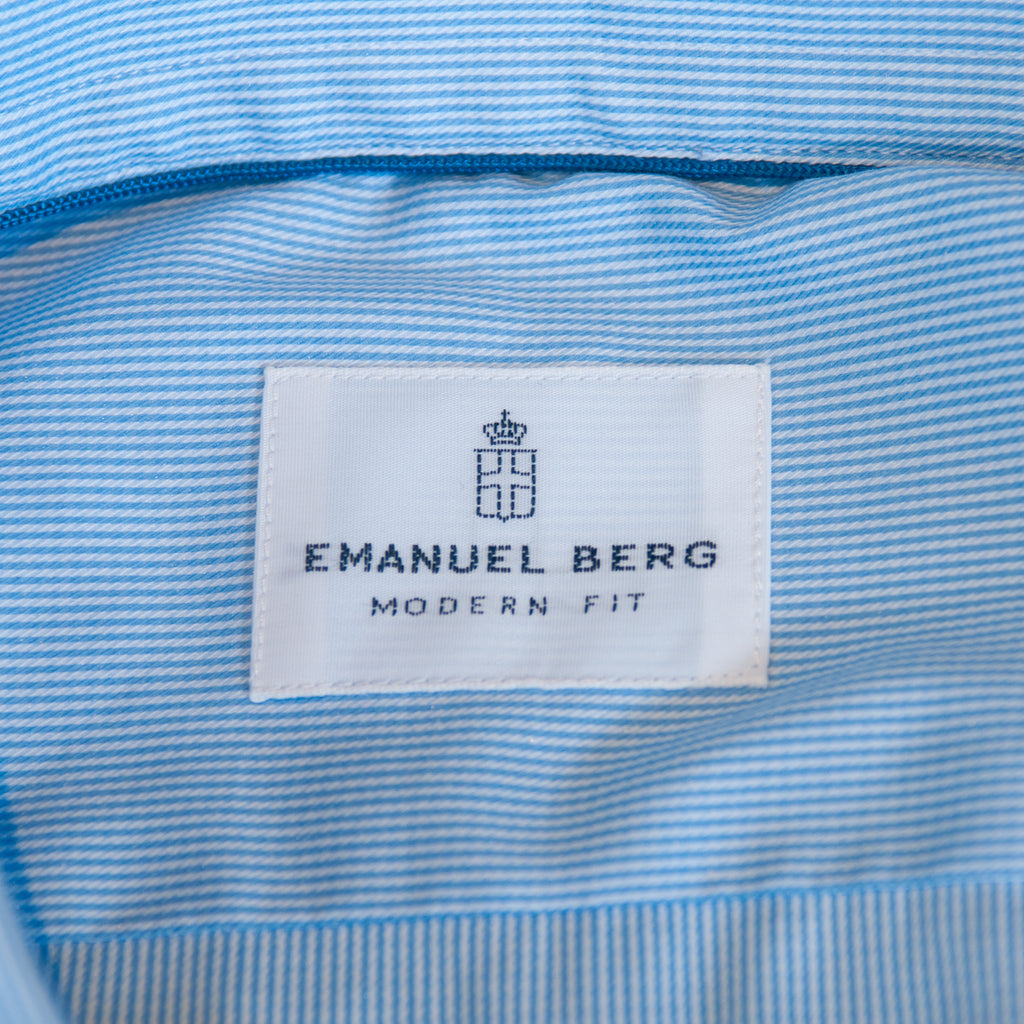 Emanuel Berg NWT Blue Striped Modern Fit Byron Shirt