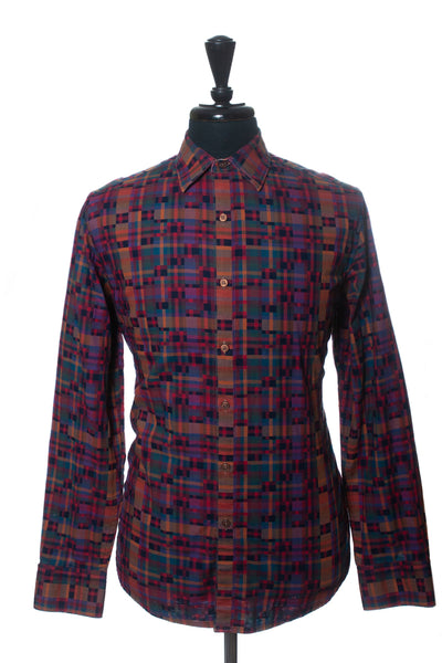 Robert Graham Sunset Red Pixelated Check Shirt