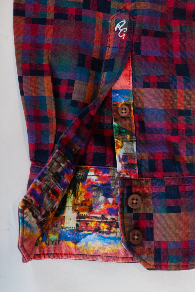 Robert Graham Sunset Red Pixelated Check Shirt