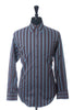 Robert Graham Blue Floral Embroidered Bar Code Stripe Shirt
