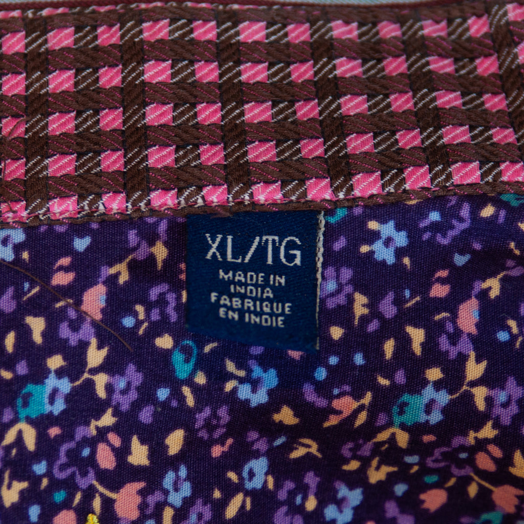 Robert Graham Blue Floral Embroidered Bar Code Stripe Shirt