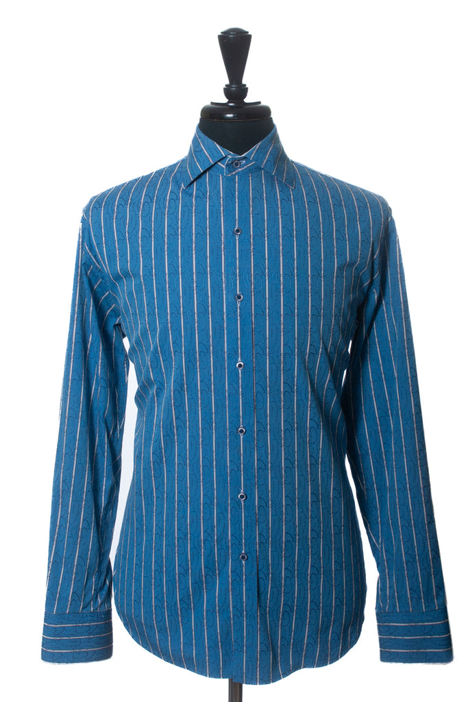 Robert Graham Blue Pattern Stripe Shirt
