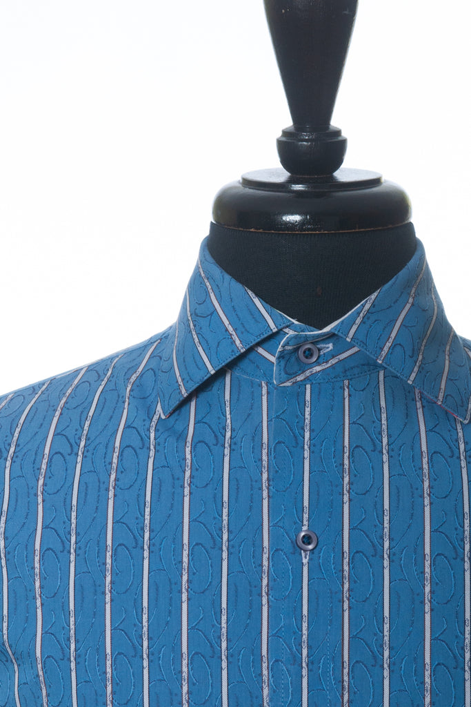 Robert Graham Blue Pattern Stripe Shirt