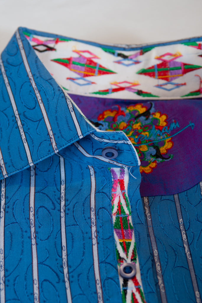 Robert Graham Blue Pattern Stripe Shirt