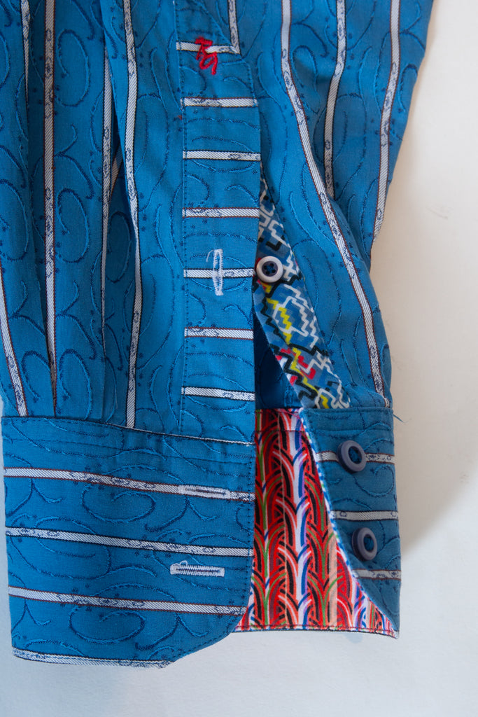 Robert Graham Blue Pattern Stripe Shirt