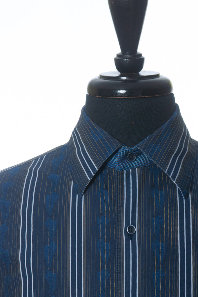 Robert Graham Blue Bar Code Stripe Shirt