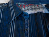 Robert Graham Blue Bar Code Stripe Shirt
