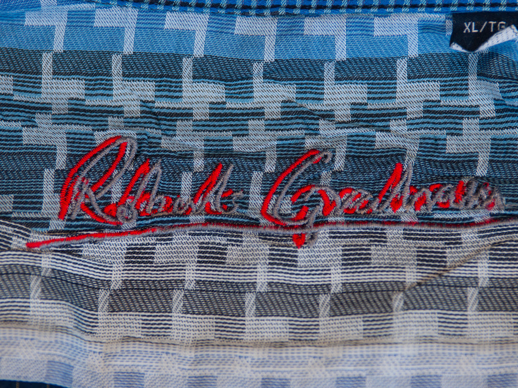 Robert Graham Blue Bar Code Stripe Shirt