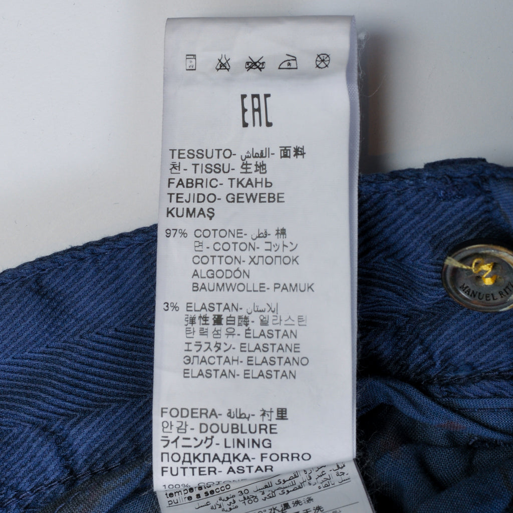 Manuel Ritz Washed Blue Herringbone Pants