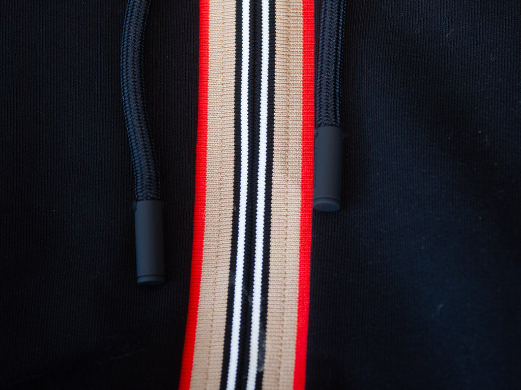 Burberry Black Icon Stripe Detail Cotton Full Zip Hoodie