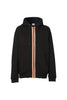 Burberry Black Icon Stripe Detail Cotton Full Zip Hoodie
