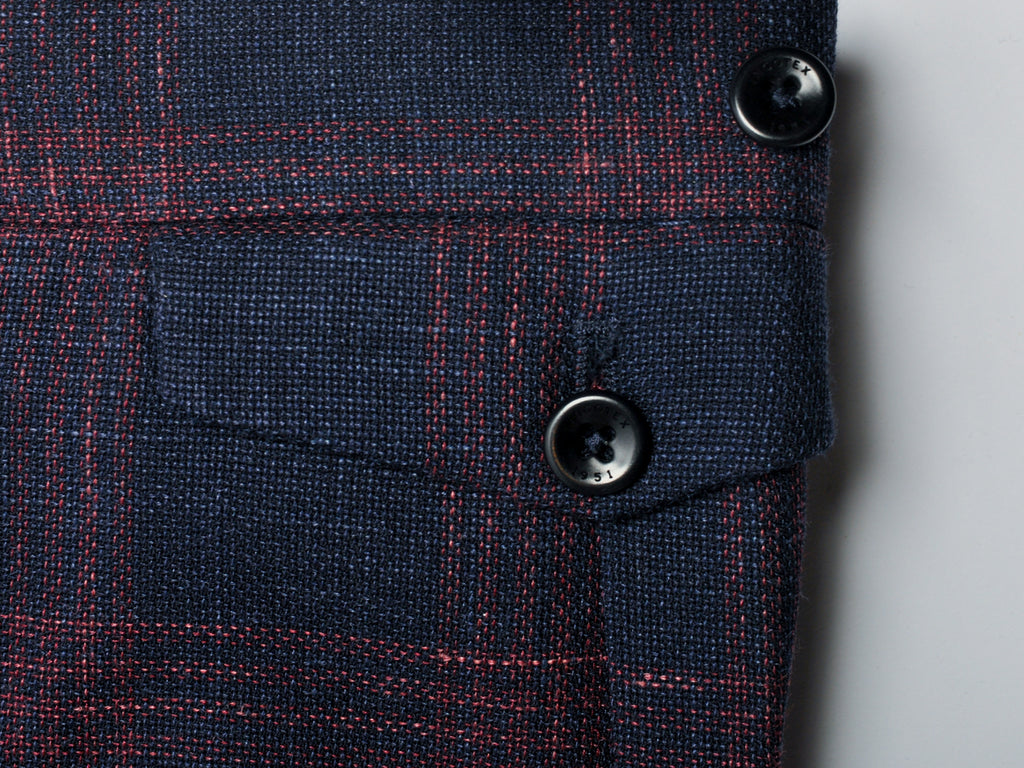 Incotex Merlot on Navy Blue Check Slim Fit Trousers
