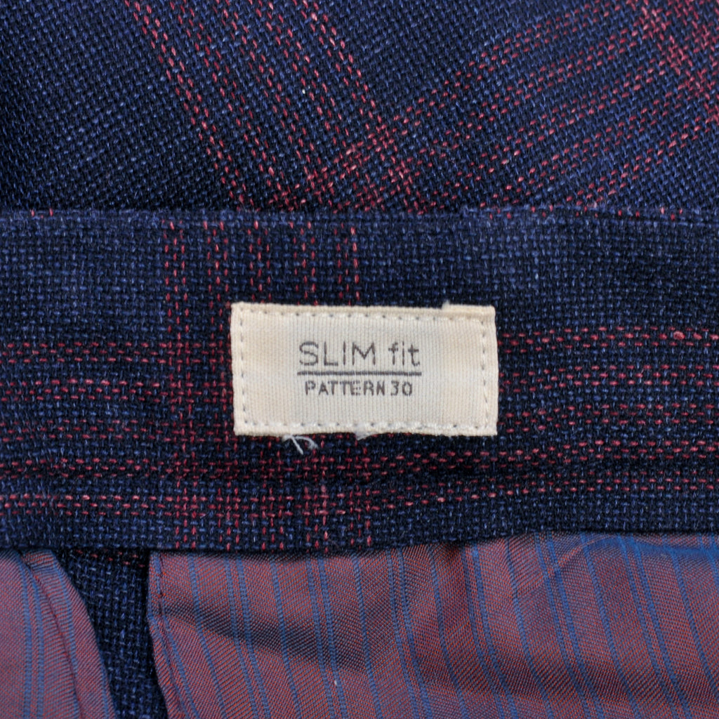 Incotex Merlot on Navy Blue Check Slim Fit Trousers