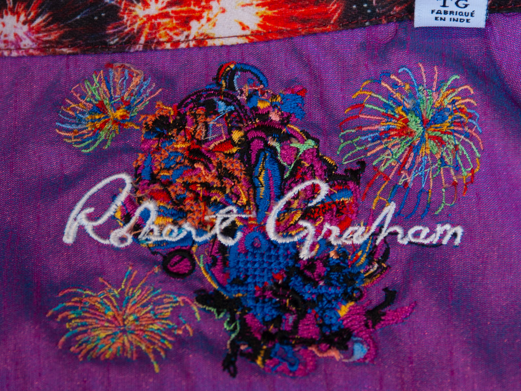 Robert Graham Multi Color Brush Stroke Print Silk Blend Shirt