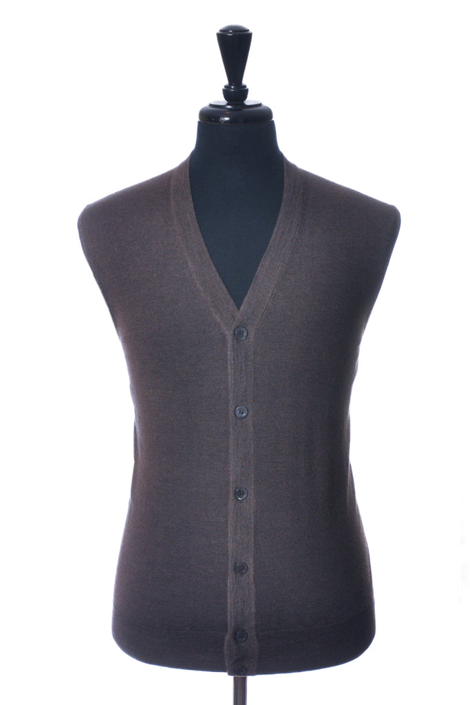 Cruciani Brown Garment Dyed Sweater Vest