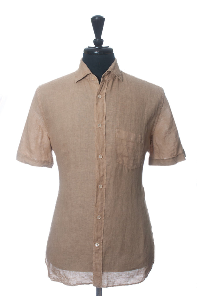 Glanshirt Brown Linen Short Sleeve Shirt