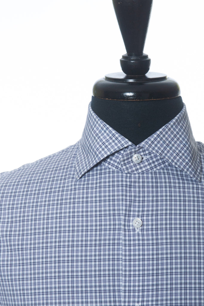 Isaia Brown Check Cotton Dress Shirt