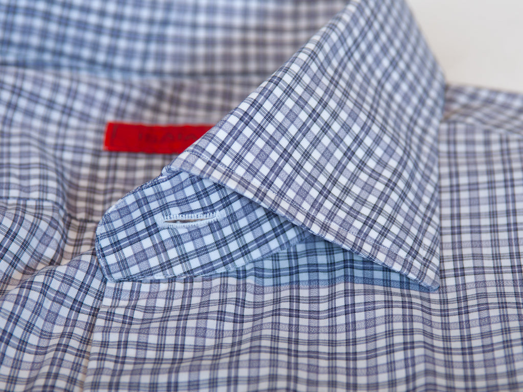 Isaia Brown Check Cotton Dress Shirt