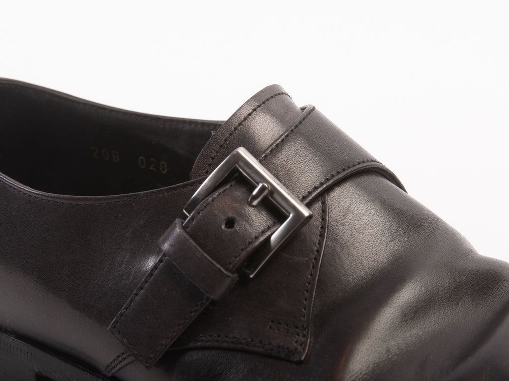 Prada Dark Grey Single Monk Strap Shoes