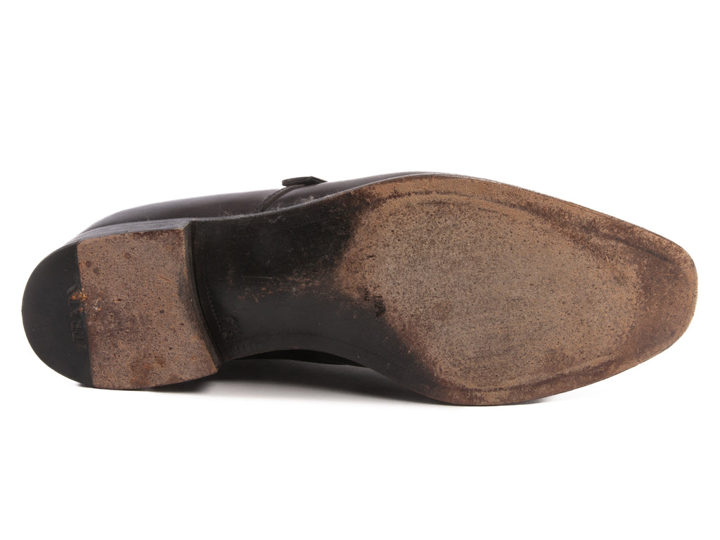 Prada Dark Grey Single Monk Strap Shoes