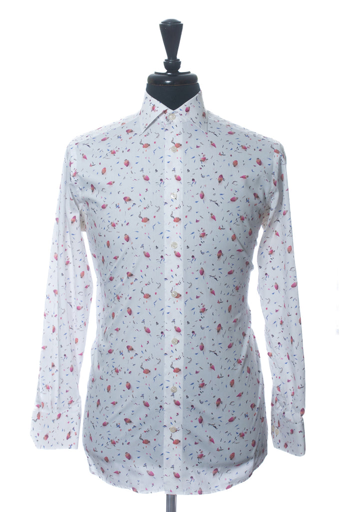 Eton Rose Print Contemporary Fit Signature Twill Shirt