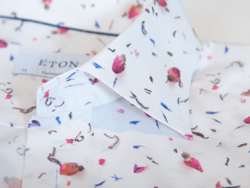 Eton Rose Print Contemporary Fit Signature Twill Shirt
