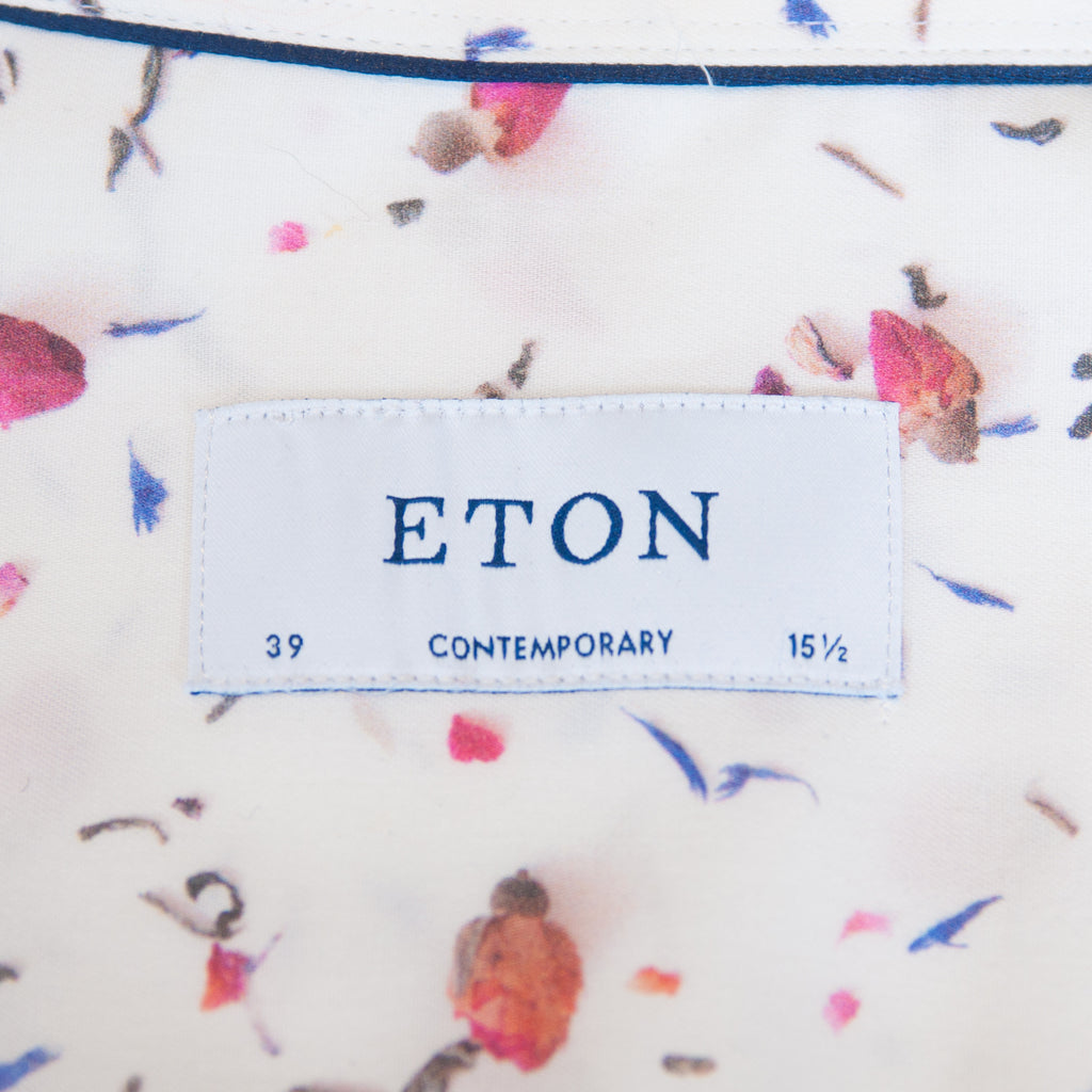 Eton Rose Print Contemporary Fit Signature Twill Shirt