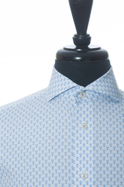 Eton Blue Geometric Print Slim Fit Poplin Shirt