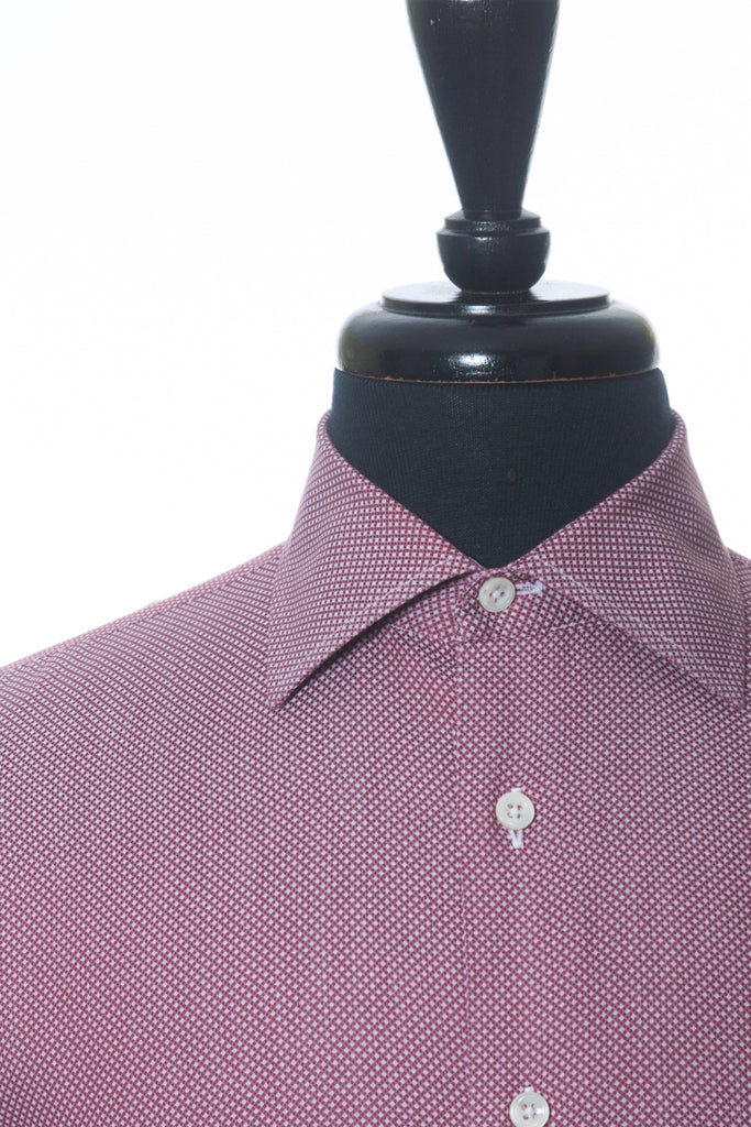 Canali 1934 Dusty Red Microcheck Shirt