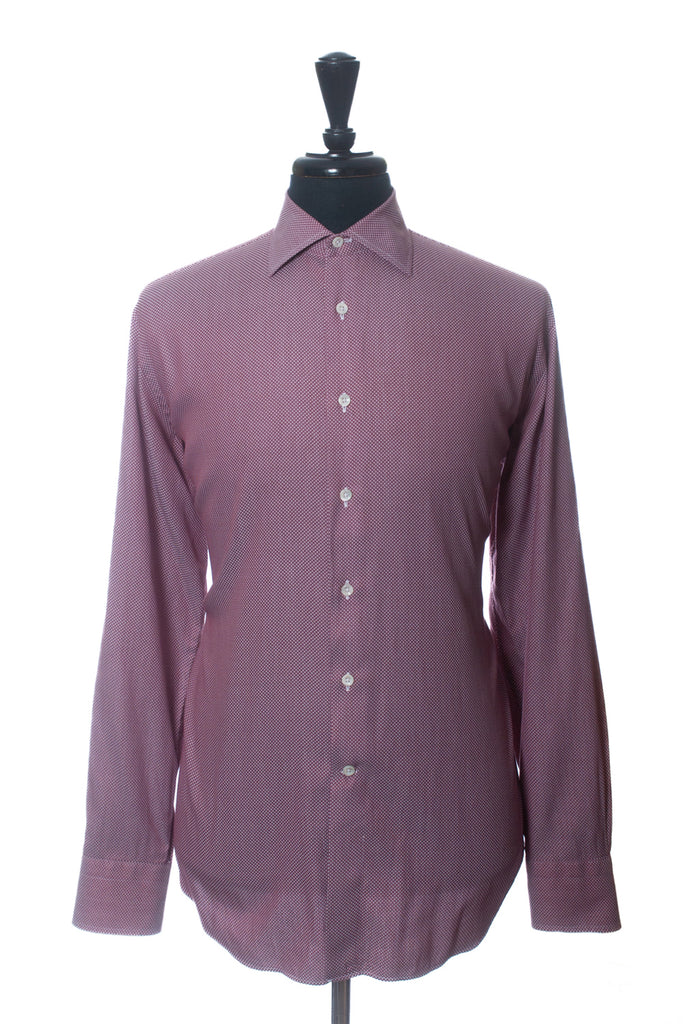 Canali 1934 Dusty Red Microcheck Shirt
