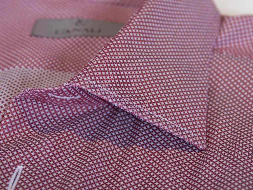 Canali 1934 Dusty Red Microcheck Shirt