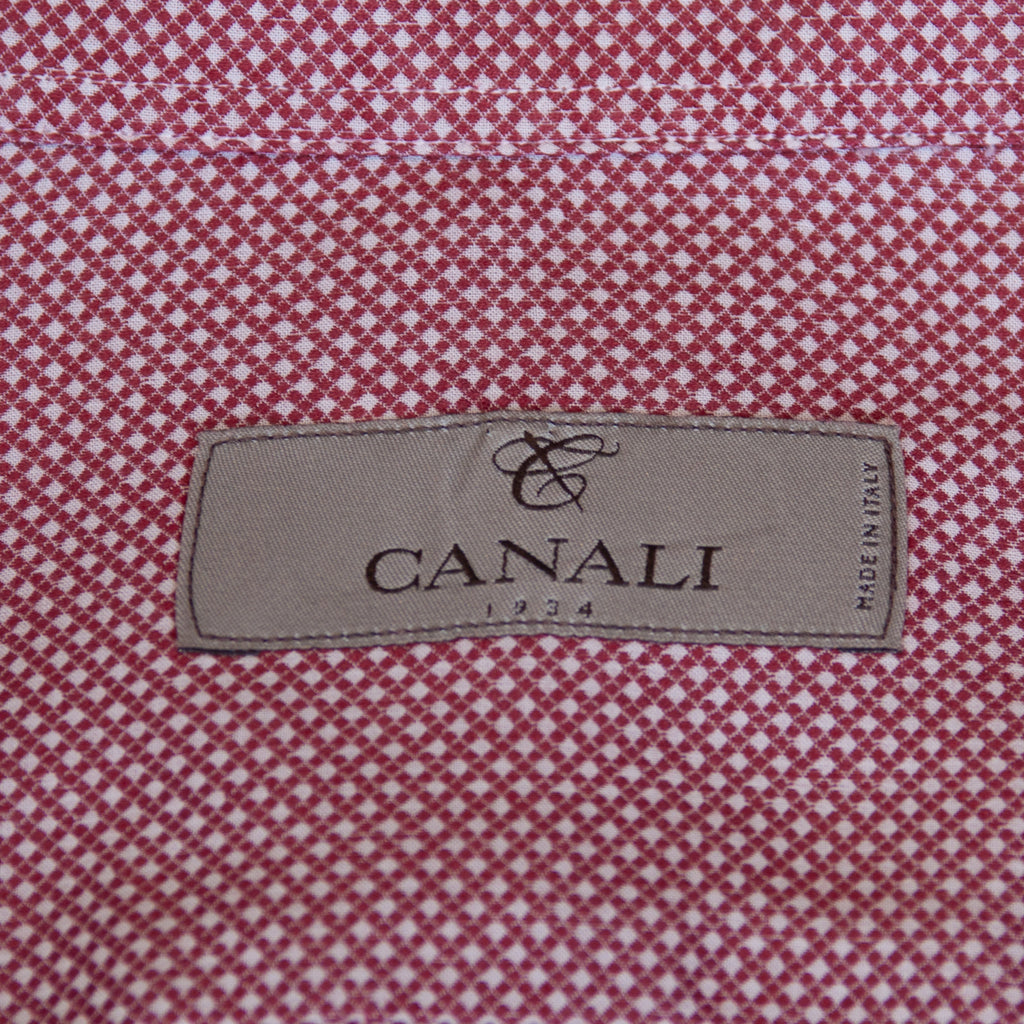 Canali 1934 Dusty Red Microcheck Shirt