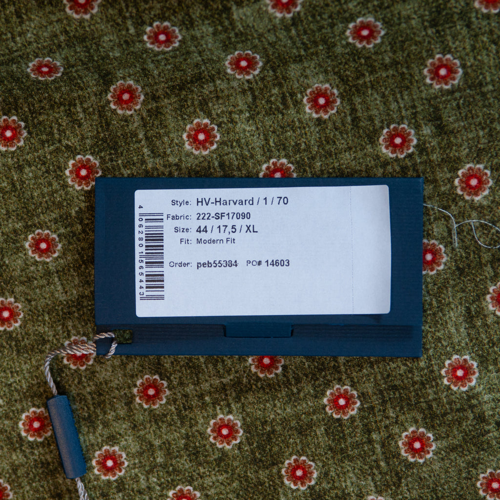 Emanuel Berg NWT Green Floral Modern Fit Harvard Flannel Shirt