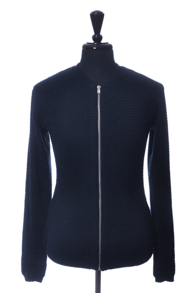 S.N.S. Herning Navy Blue Ribbed Full Zip Cardigan