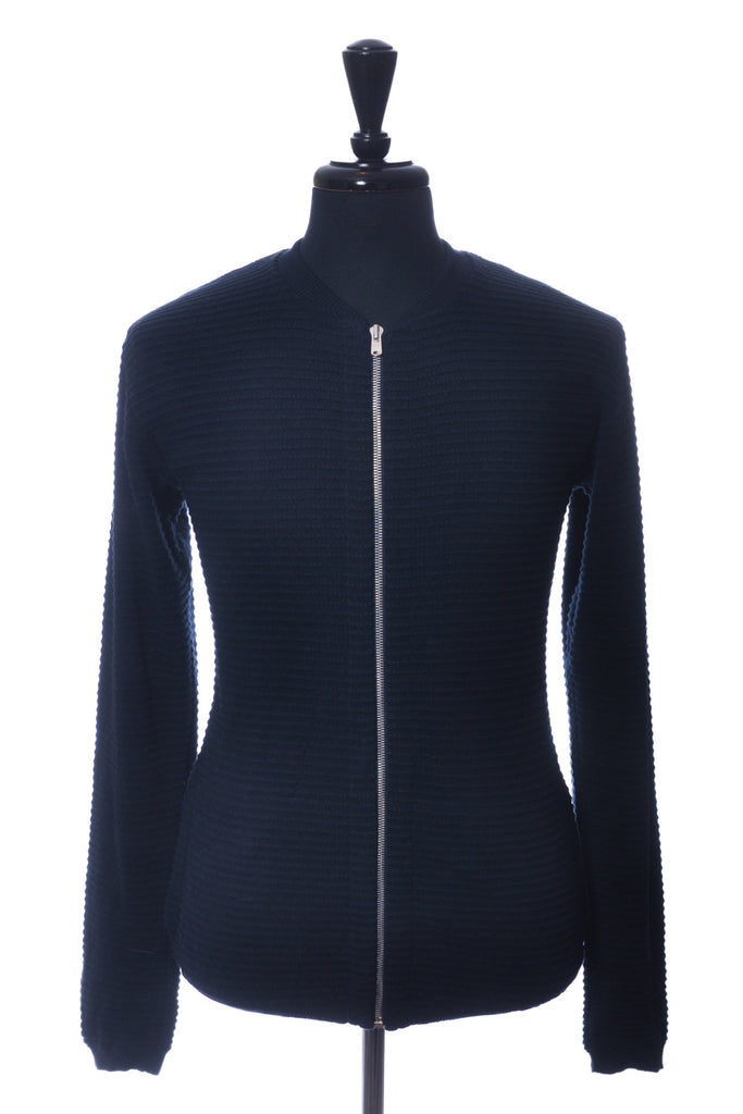 S.N.S. Herning Navy Blue Ribbed Full Zip Cardigan