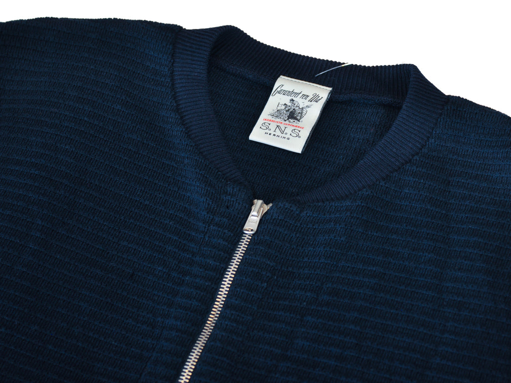 S.N.S. Herning Navy Blue Ribbed Full Zip Cardigan