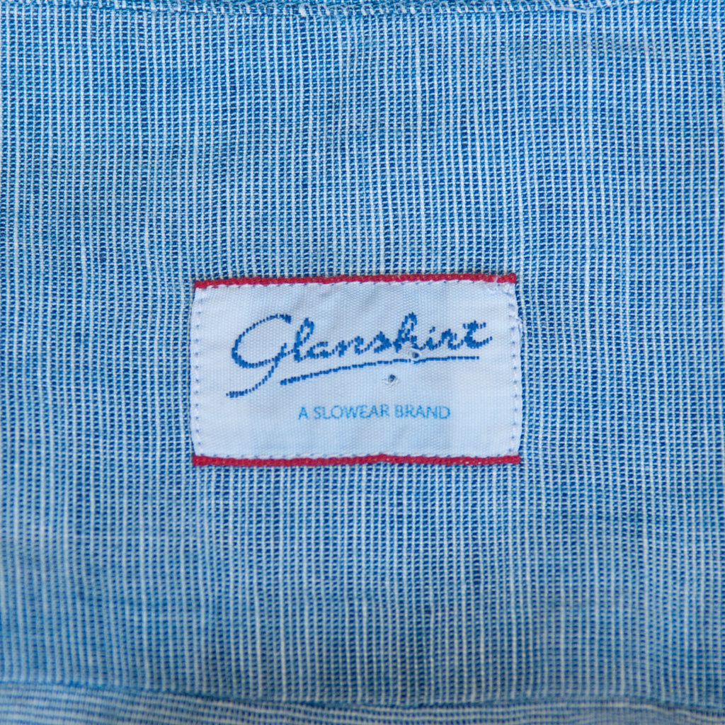 Glanshirt Blue Slub Weave Linen Blend Shirt