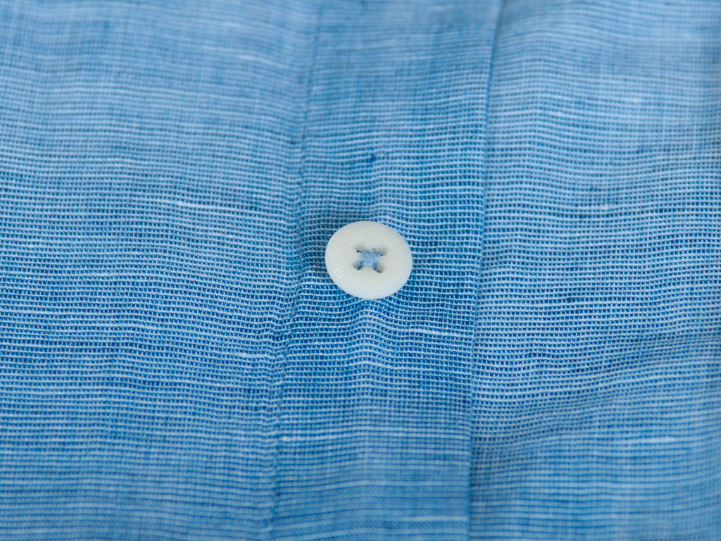 Glanshirt Blue Slub Weave Linen Blend Shirt