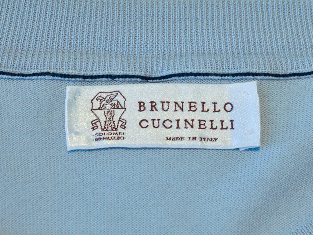 Brunello Cucinelli Light Blue Cotton Crew Neck Sweater