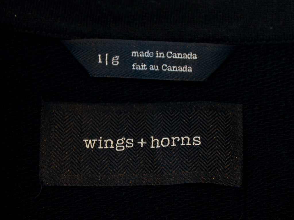 Wings+Horns Black Quarter Zip Merino Wool Sweater