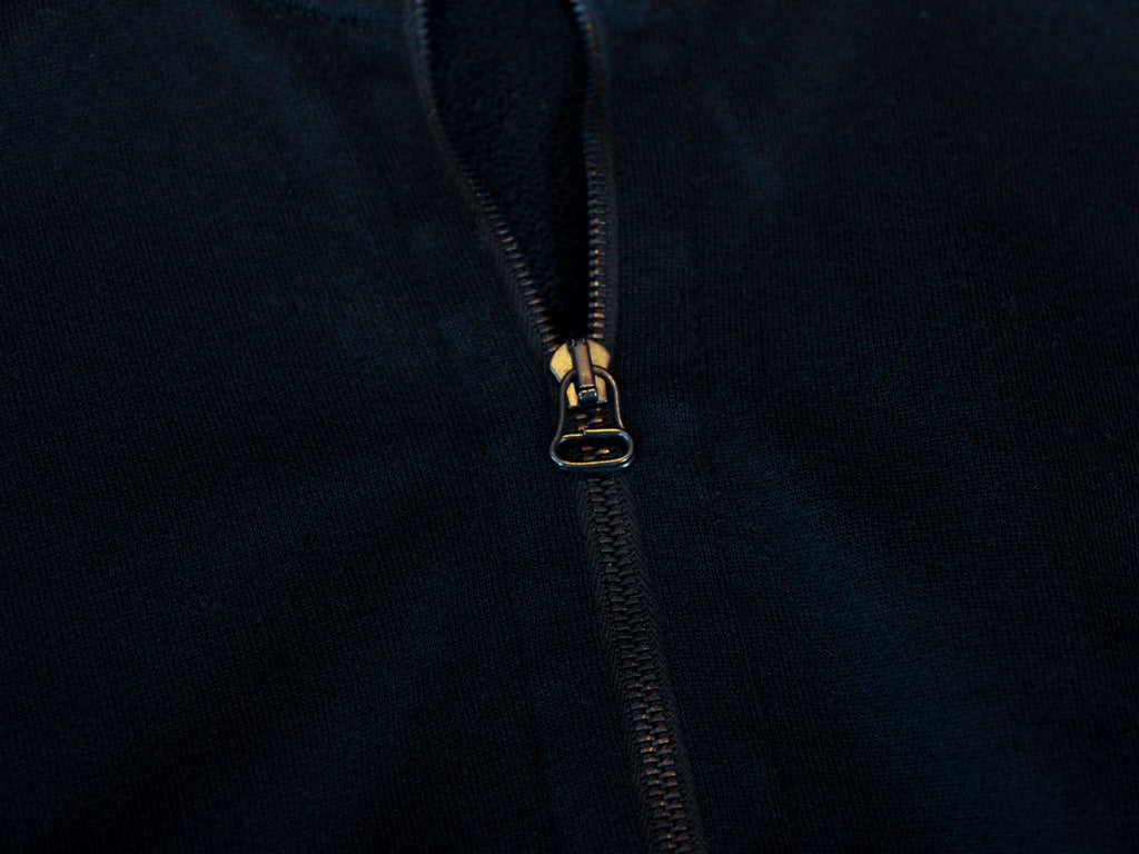 Wings + Horns Black Merino Wool Quarter Zip Sweater