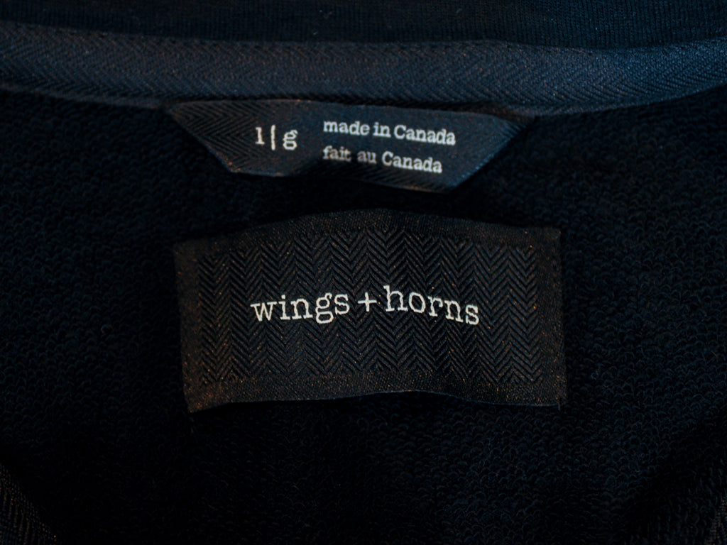 Wings + Horns Black Merino Wool Quarter Zip Sweater