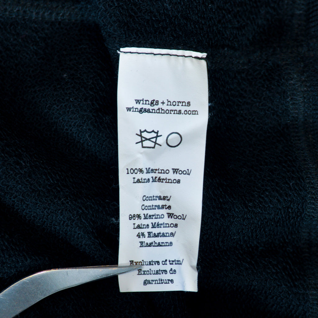 Wings + Horns Black Merino Wool Quarter Zip Sweater