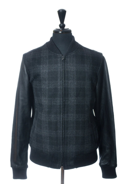 Wings + Horns Grey Check Varsity Jacket
