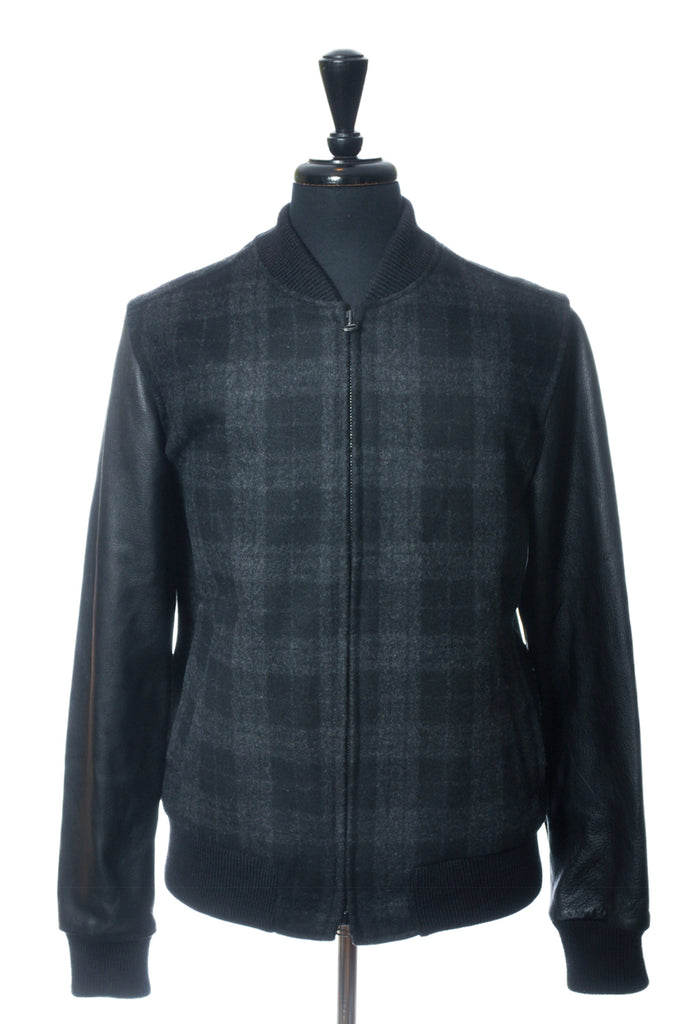 Wings + Horns Grey Check Varsity Jacket