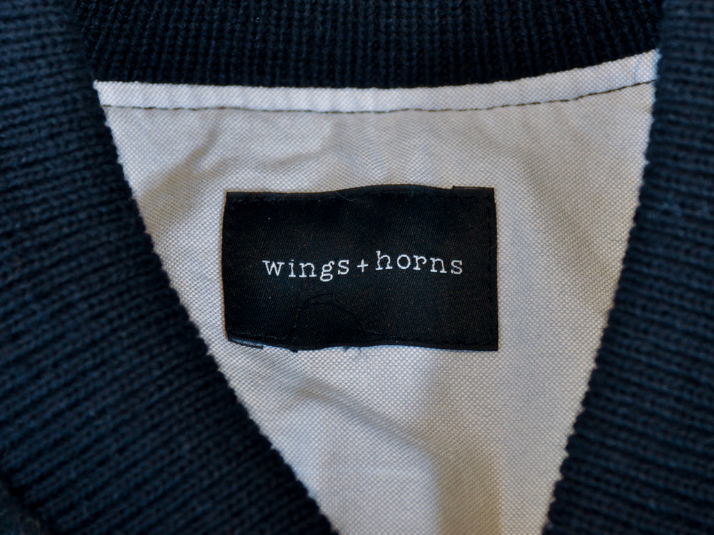 Wings + Horns Grey Check Varsity Jacket