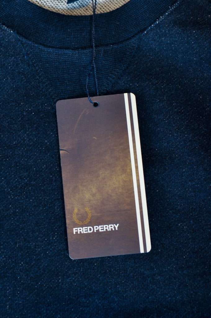 Fred Perry Navy Marled Loopback Crew Sweater