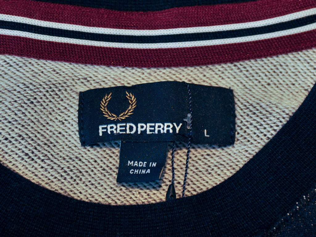 Fred Perry Navy Marled Loopback Crew Sweater