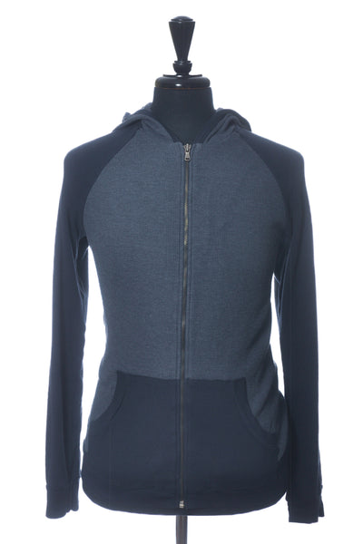 Splendid Mills Blue Waffle Knit Full Zip Hoodie